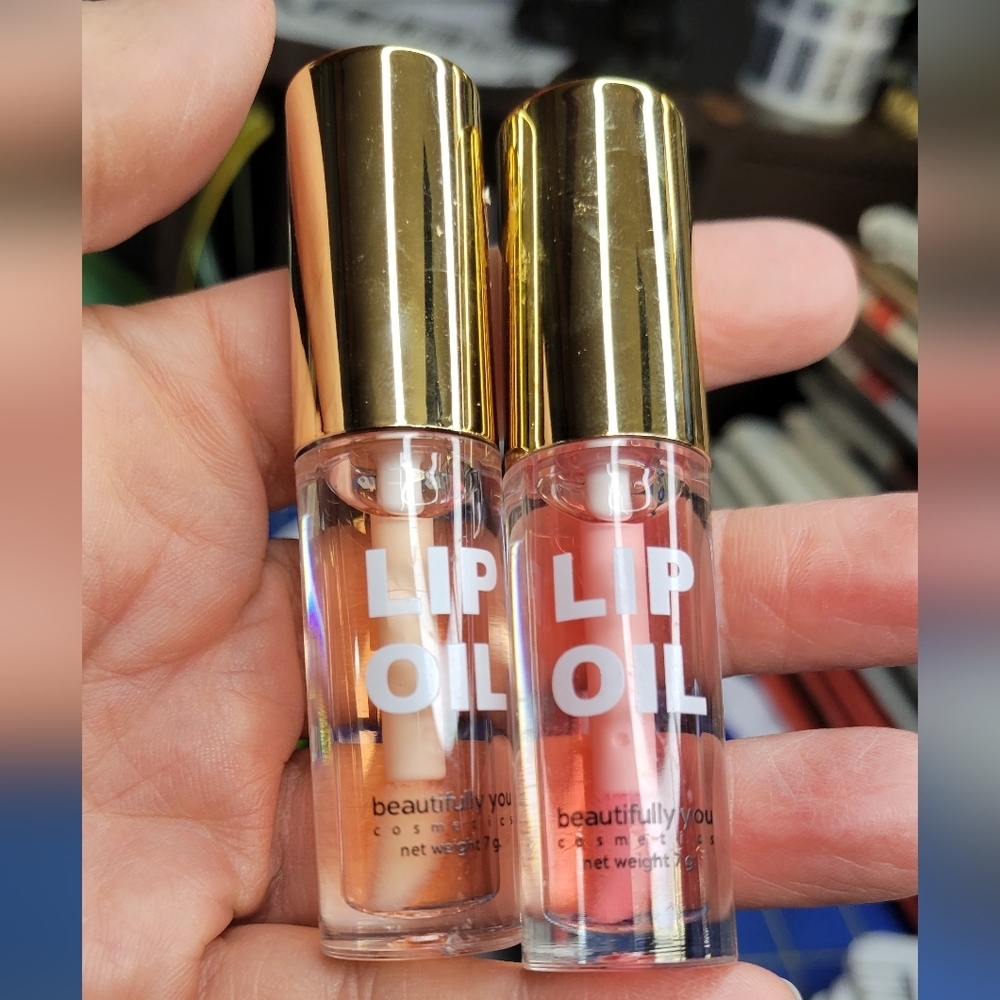 Beautifully You Lip Oil Set - Pink and Cream Set of 2 New